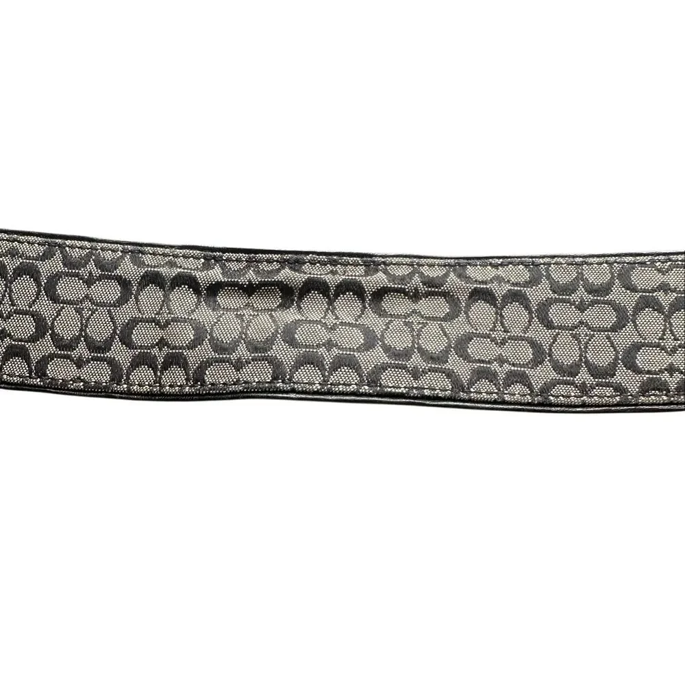 Coach Classic Mini Monogram Silver Buckle Black and white Belt 3977